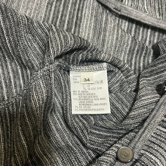 Escada Saks Fifth Avenue Silk gray silver striped Cardigan 34 - Picture 6 of 10